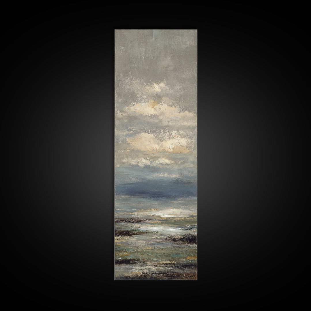 Blush Cloudscape with Dreamy Atmosphere Framed Canvas Print, Wedding Art, Custom Painting, Living Room Decor, Fine Art, Romance, WED-1x3-75
