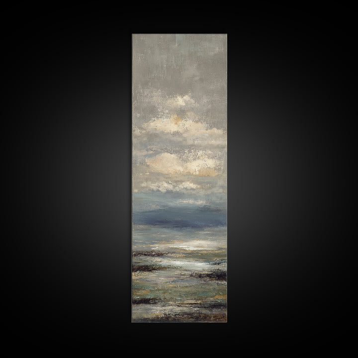 Blush Cloudscape with Dreamy Atmosphere Framed Canvas Print, Wedding Art, Custom Painting, Living Room Decor, Fine Art, Romance, WED-1x3-75