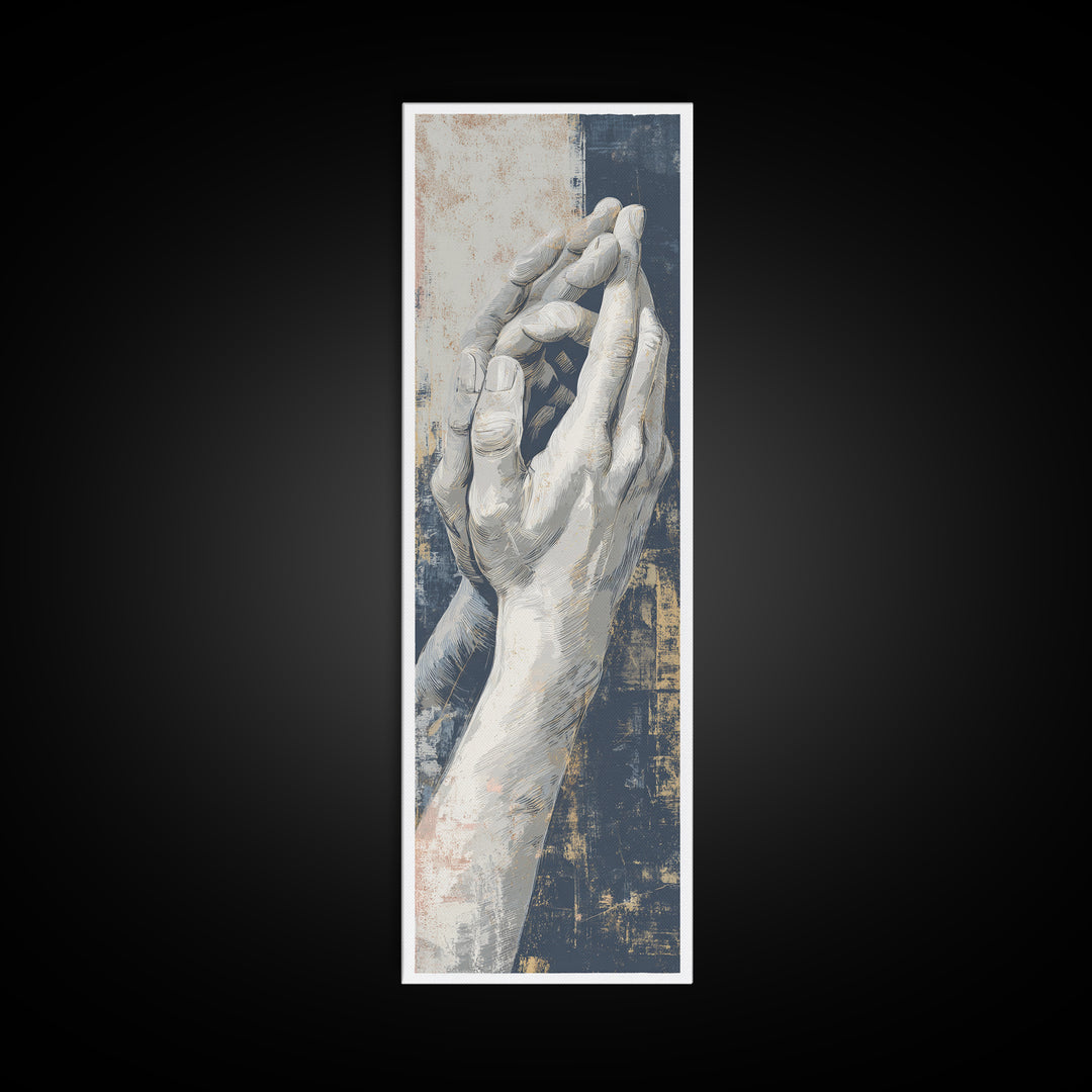 Hands Nearly Touching Framed Canvas Print, Wedding Art, Custom Portrait, Living Room Decor, Romance, Wedding Decoration, WED-1x3-76