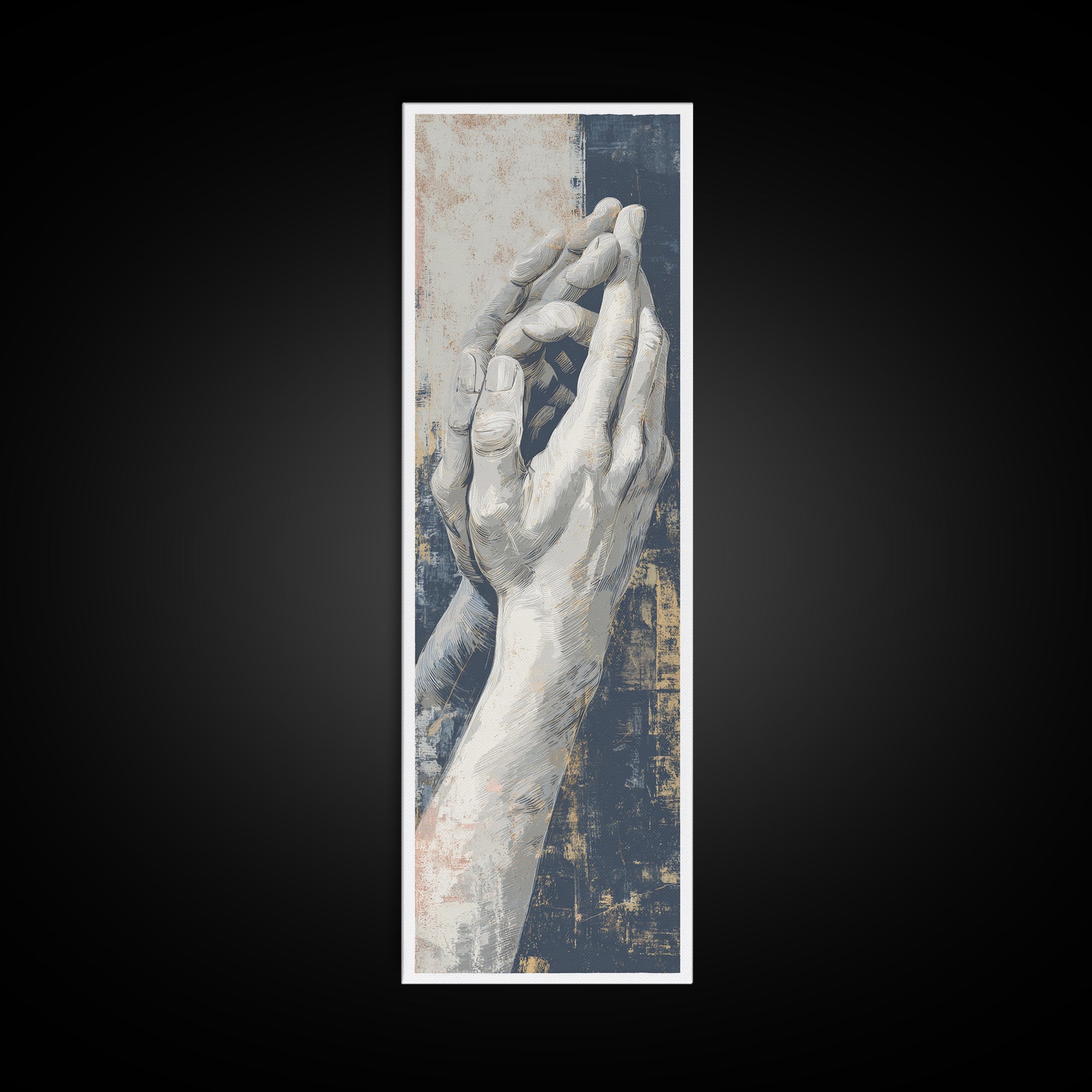 Hands Nearly Touching Framed Canvas Print, Wedding Art, Custom Portrait, Living Room Decor, Romance, Wedding Decoration, WED-1x3-76