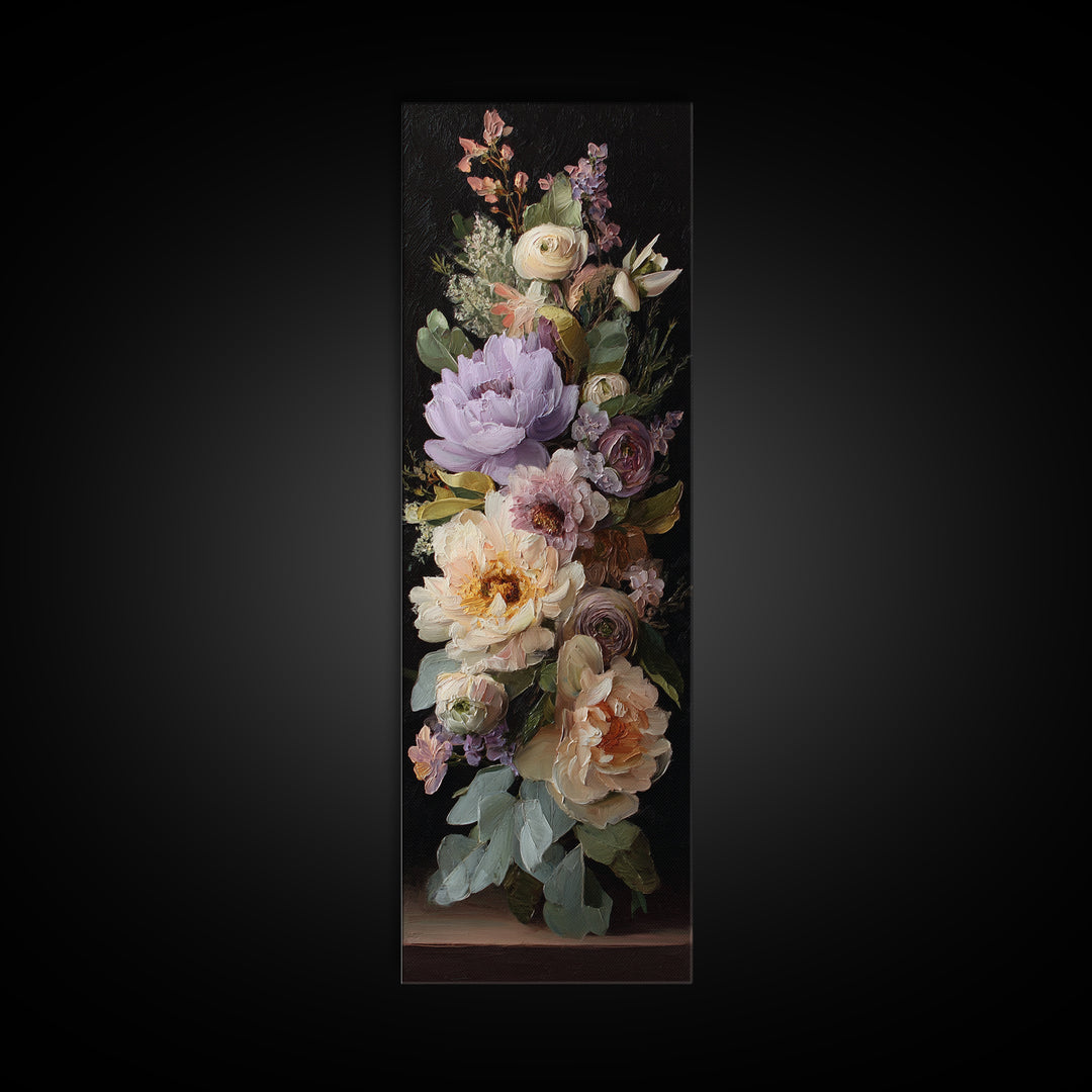 Peony and Ranunculus Bouquet Framed Canvas Print, Wedding Art, Wedding Painting, Living Room Decor, Fine Art, Romance, WED-1x3-8