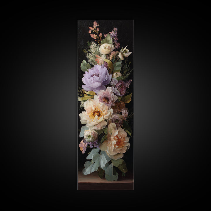 Peony and Ranunculus Bouquet Framed Canvas Print, Wedding Art, Wedding Painting, Living Room Decor, Fine Art, Romance, WED-1x3-8