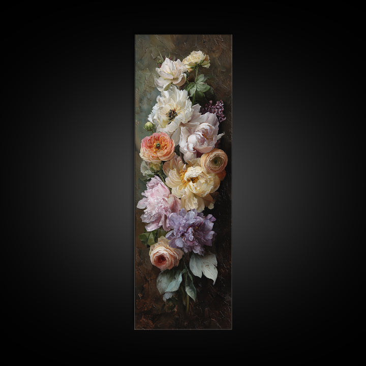 Peony and Ranunculus Bouquet Framed Canvas Print, Wedding Art, Art Print, Living Room Decor, Romance, Downloadable Art, WED-1x3-80