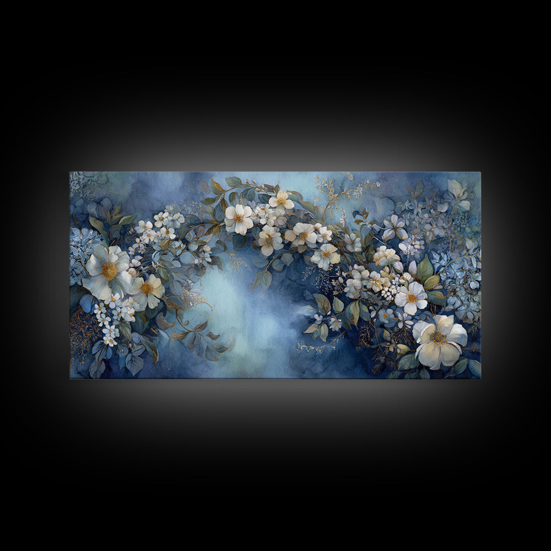 Romantic Garden Arch Covered Framed Canvas Print, Wedding Art, Neutral Decor, Living Room Decor, Oil Painting, Romance, WED-2x1-30