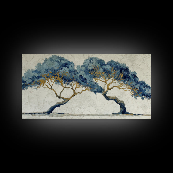 Two Intertwined Trees as Symbolic Artwork Framed Canvas Print, Wedding Art, Custom Wedding, Living Room Decor, Romance, WED-2x1-67