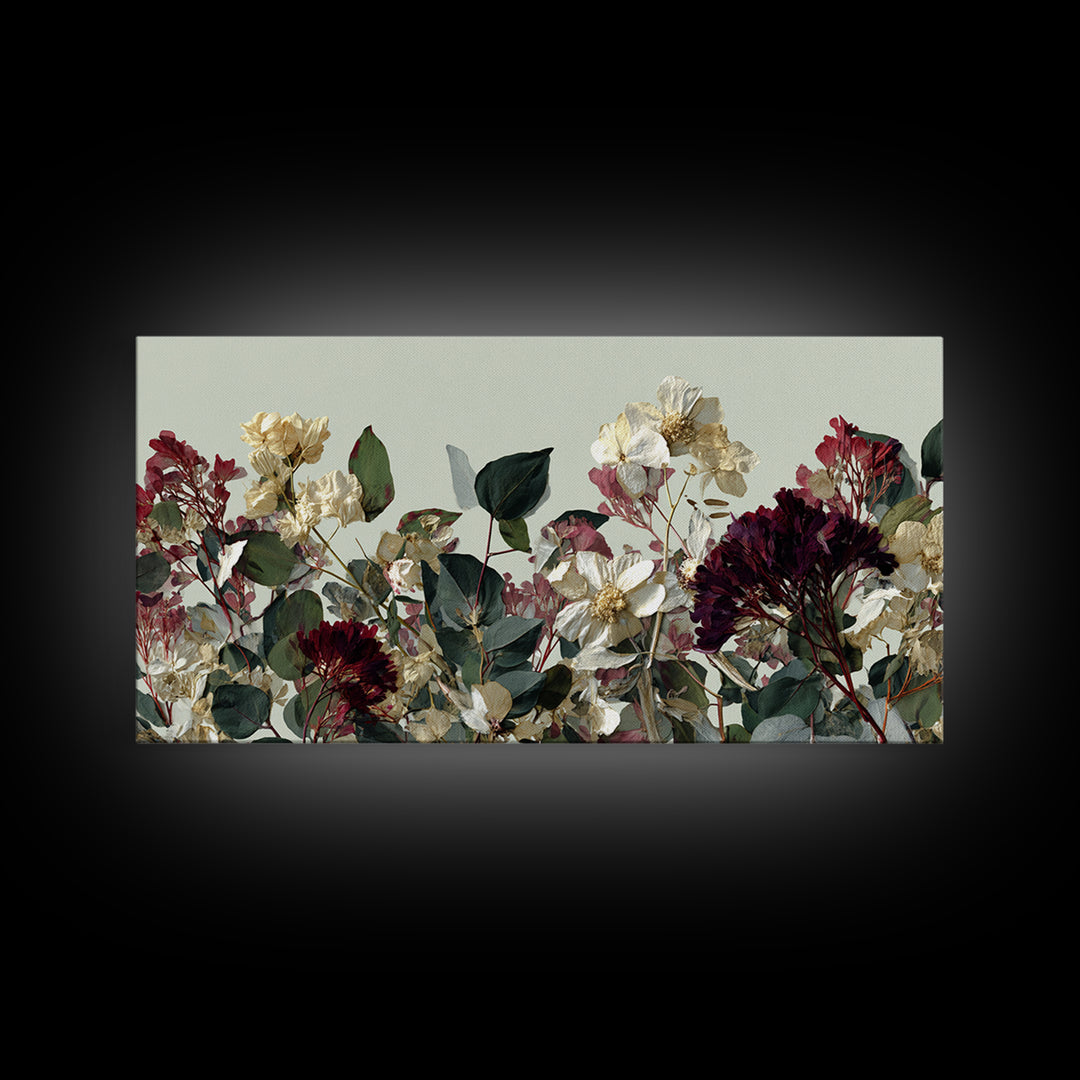 Pressed Flowers from a Wedding Bouquet Canvas Print, Wedding Art, Wedding Table Decor, Living Room Decor, Fine Art, Romance, WED-2x1-76