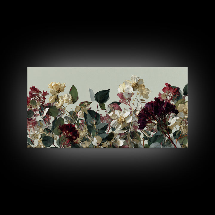 Pressed Flowers from a Wedding Bouquet Canvas Print, Wedding Art, Wedding Table Decor, Living Room Decor, Fine Art, Romance, WED-2x1-76