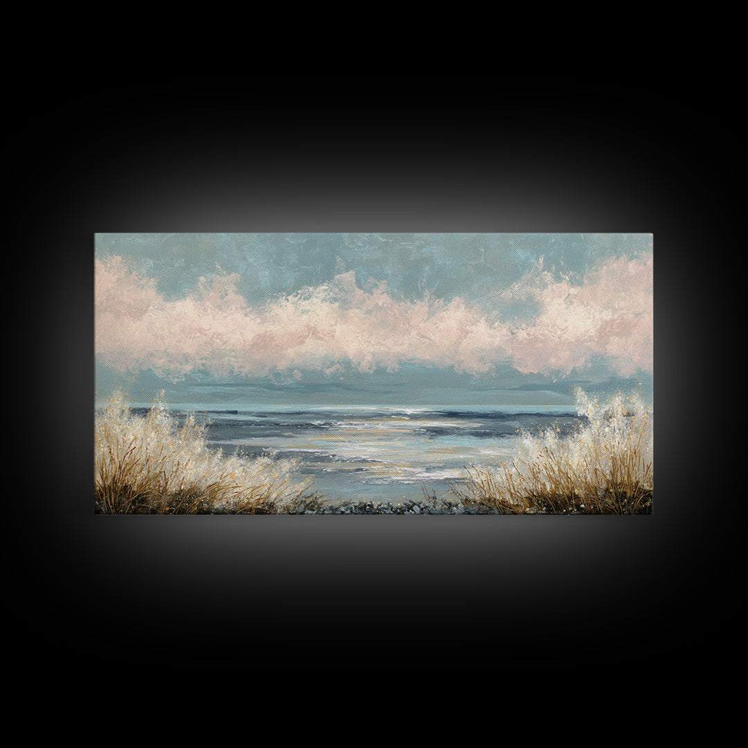 Blush Cloudscape with Dreamy Atmosphere Framed Canvas Print, Wedding Art, Room Decor, Living Room Decor, Fine Art, Romance, WED-2x1-83