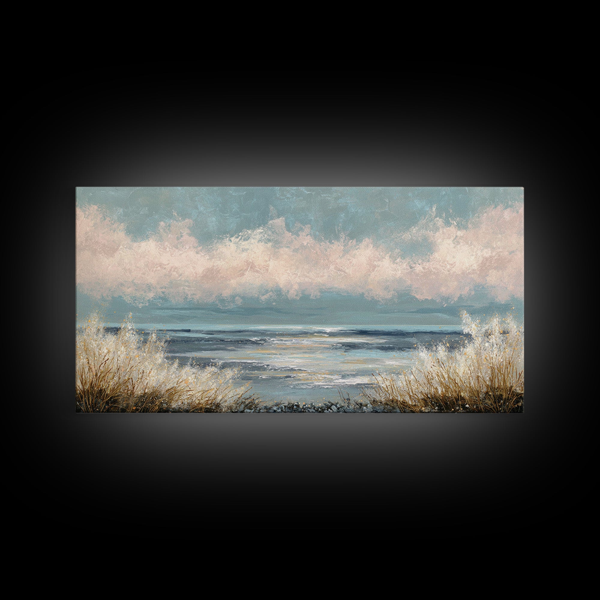 Blush Cloudscape with Dreamy Atmosphere Framed Canvas Print, Wedding Art, Room Decor, Living Room Decor, Fine Art, Romance, WED-2x1-83