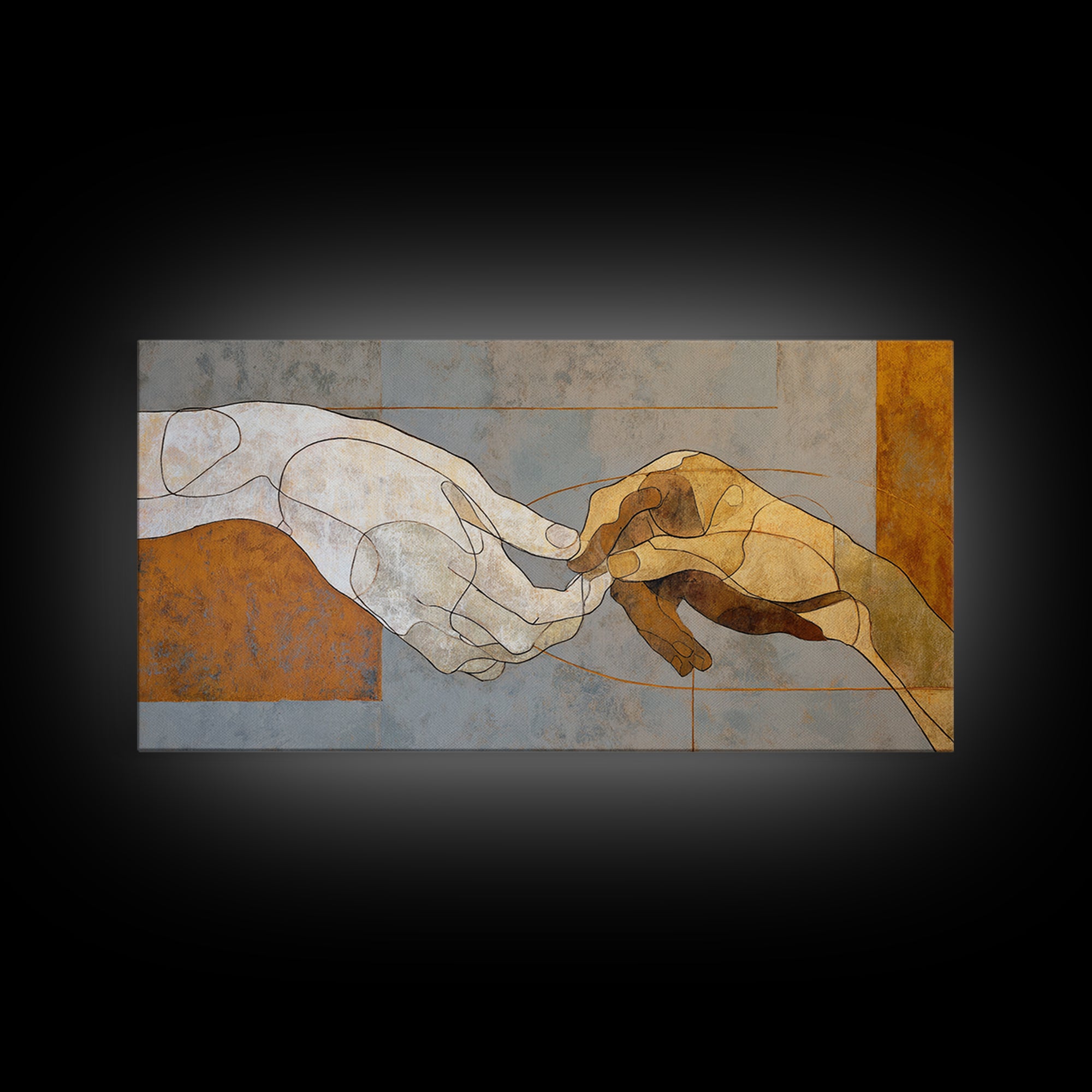 Hands Nearly Touching Framed Canvas Print, Wedding Art, Wedding Decoration, Living Room Decor, Abstract Art, Romance, WED-2x1-84