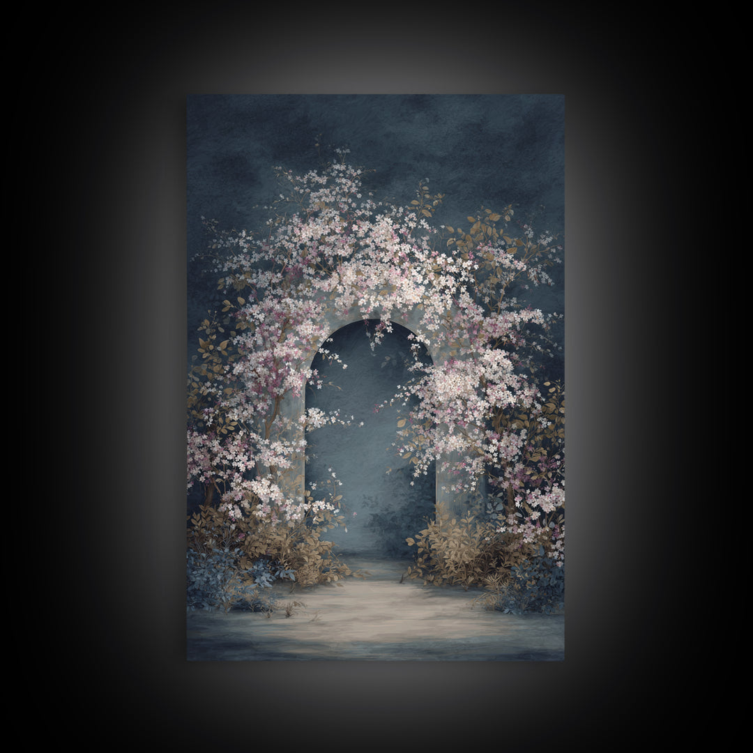 Romantic Garden Arch Covered Framed Canvas Print, Wedding Art, Modern Decor, Living Room Decor, Fine Art, Romance, Wedding Gift, WED-2x3-18