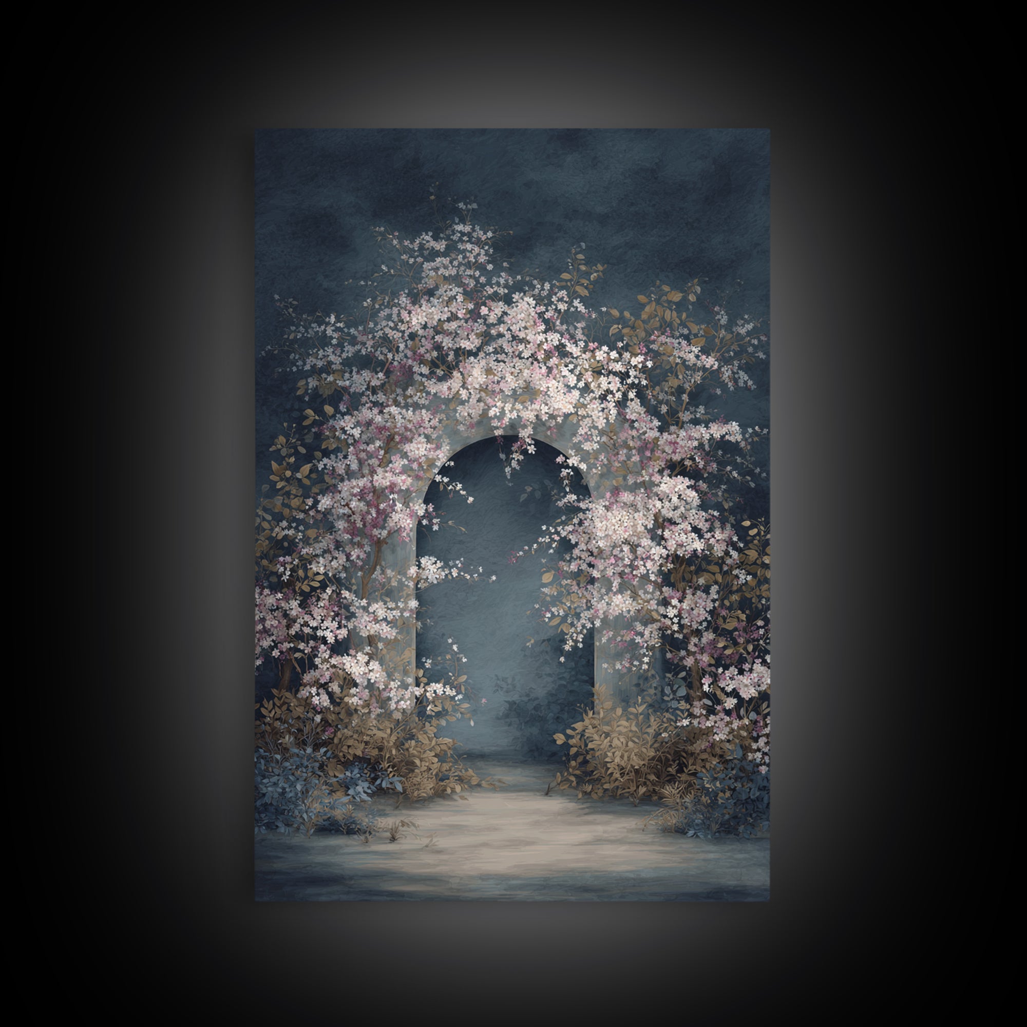 Romantic Garden Arch Covered Framed Canvas Print, Wedding Art, Modern Decor, Living Room Decor, Fine Art, Romance, Wedding Gift, WED-2x3-18