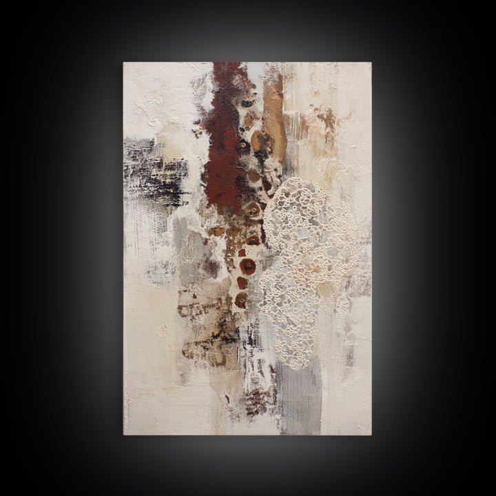 Lace Pattern Ivory Abstraction Framed Canvas Print, Wedding Art, Downloadable Art, Living Room Decor, Abstract Art, Romance, WED-2x3-3
