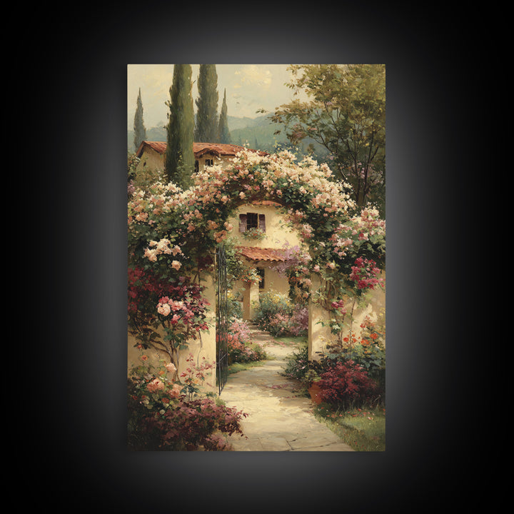 Romantic Garden Arch Covered Framed Canvas Print, Wedding Art, Modern Decor, Living Room Decor, Fine Art, Romance, Wedding Gift, WED-2x3-42