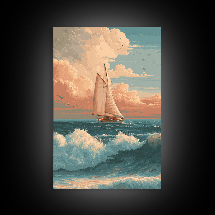 Honeymoon Coastal Sunset Canvas Print, Wedding Art, Minimalist Decor, Living Room Decor, Fine Art, Romance, Custom Painting, WED-2x3-49