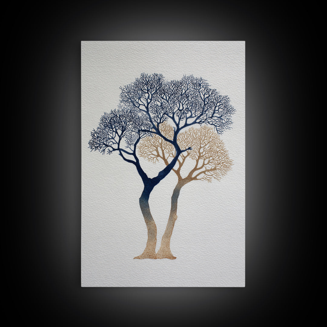 Two Intertwined Trees as Symbolic Artwork Framed Canvas Print, Wedding Art, Wedding Stationery, Living Room Decor, Romance, WED-2x3-55