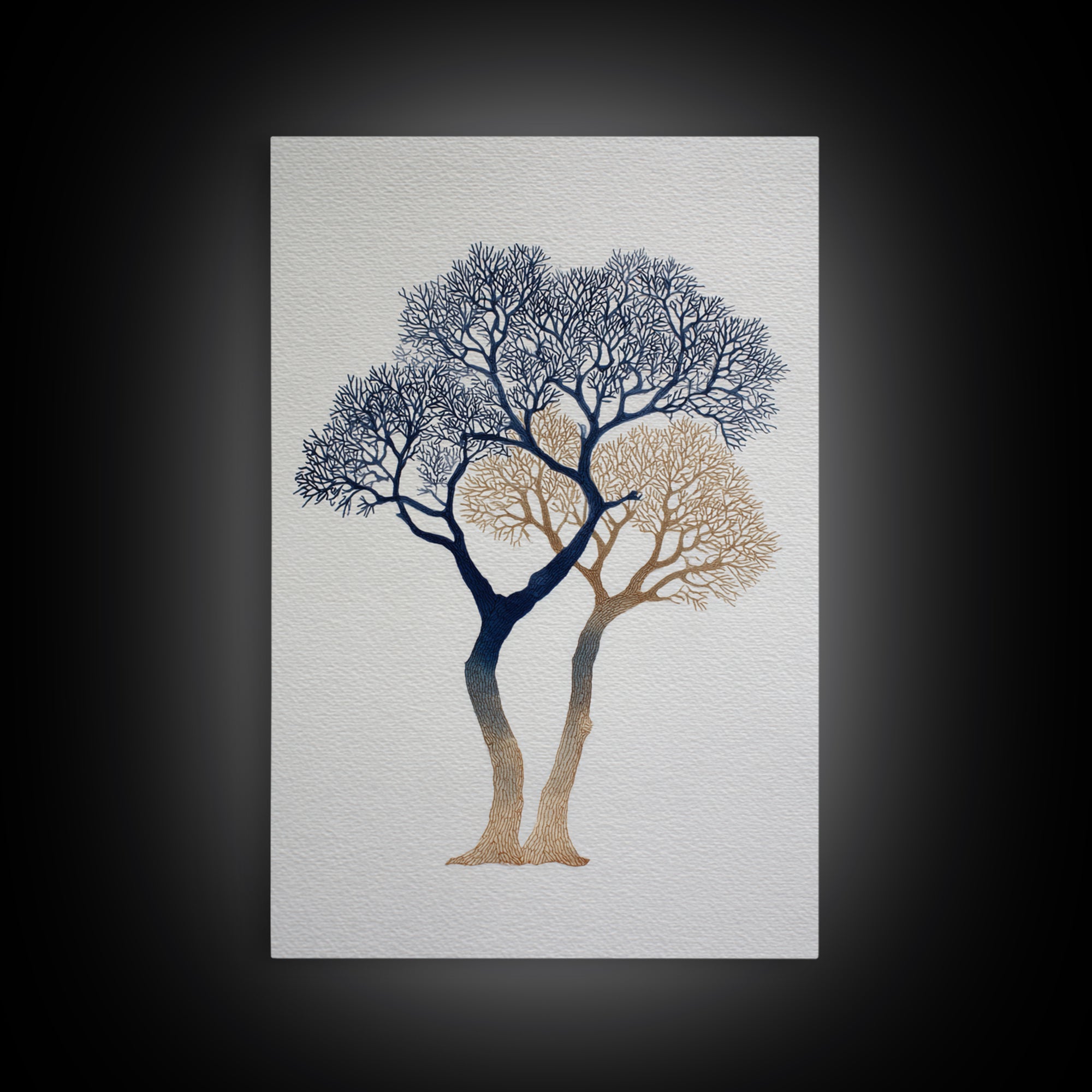 Two Intertwined Trees as Symbolic Artwork Framed Canvas Print, Wedding Art, Wedding Stationery, Living Room Decor, Romance, WED-2x3-55
