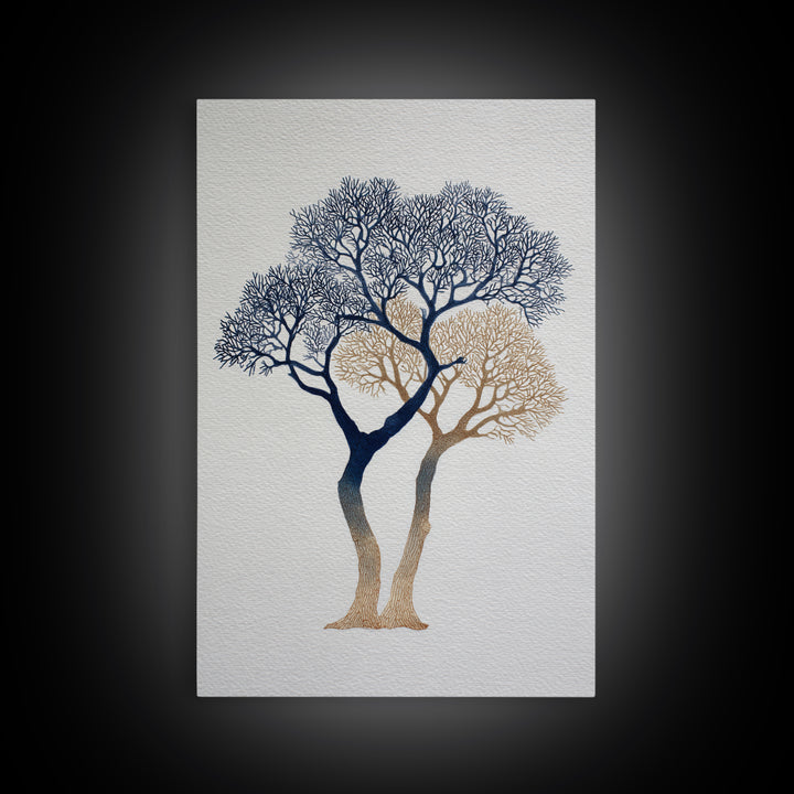 Two Intertwined Trees as Symbolic Artwork Framed Canvas Print, Wedding Art, Wedding Stationery, Living Room Decor, Romance, WED-2x3-55