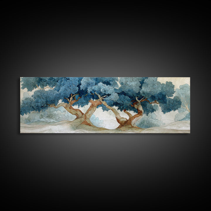 Two Intertwined Trees as Symbolic Artwork Canvas Print, Wedding Art, Home Decor, Living Room Decor, Fine Art, Romance, WED-3x1-39