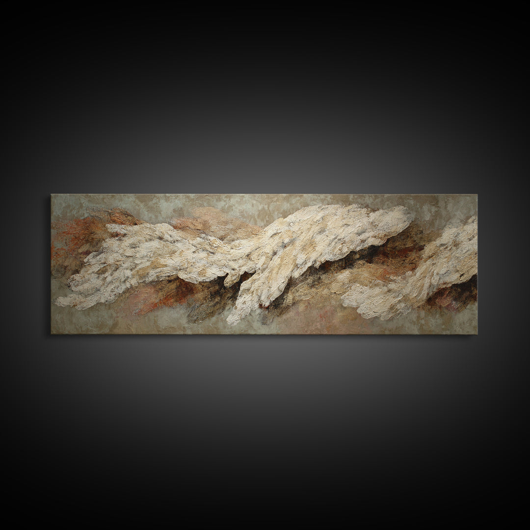 Bridal Veil Texture Abstract Framed Canvas Print, Wedding Art, Contemporary Art, Living Room Decor, Fine Art, Romance, WED-3x1-47