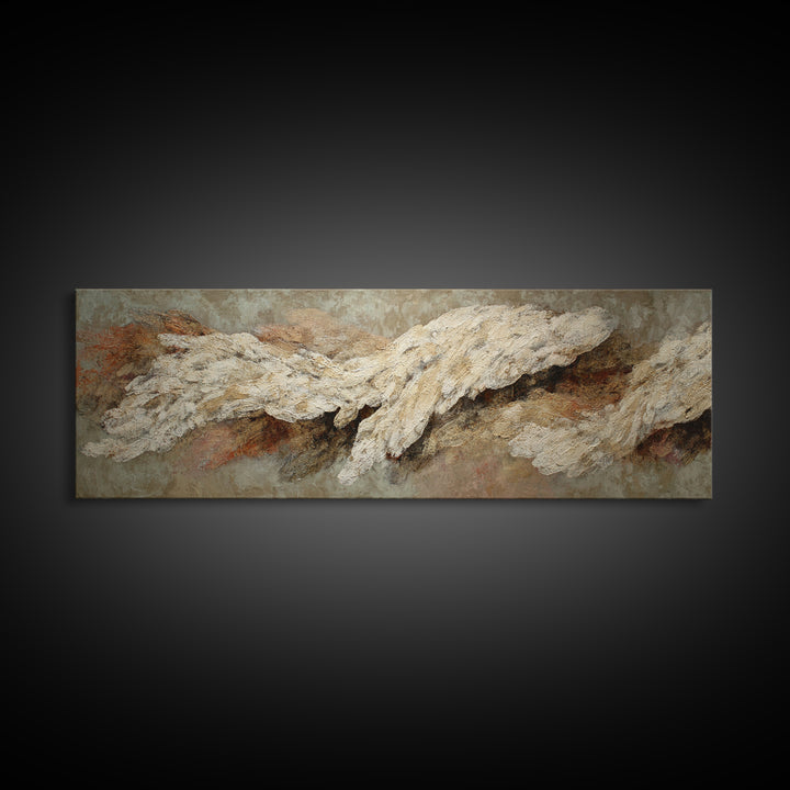 Bridal Veil Texture Abstract Framed Canvas Print, Wedding Art, Contemporary Art, Living Room Decor, Fine Art, Romance, WED-3x1-47