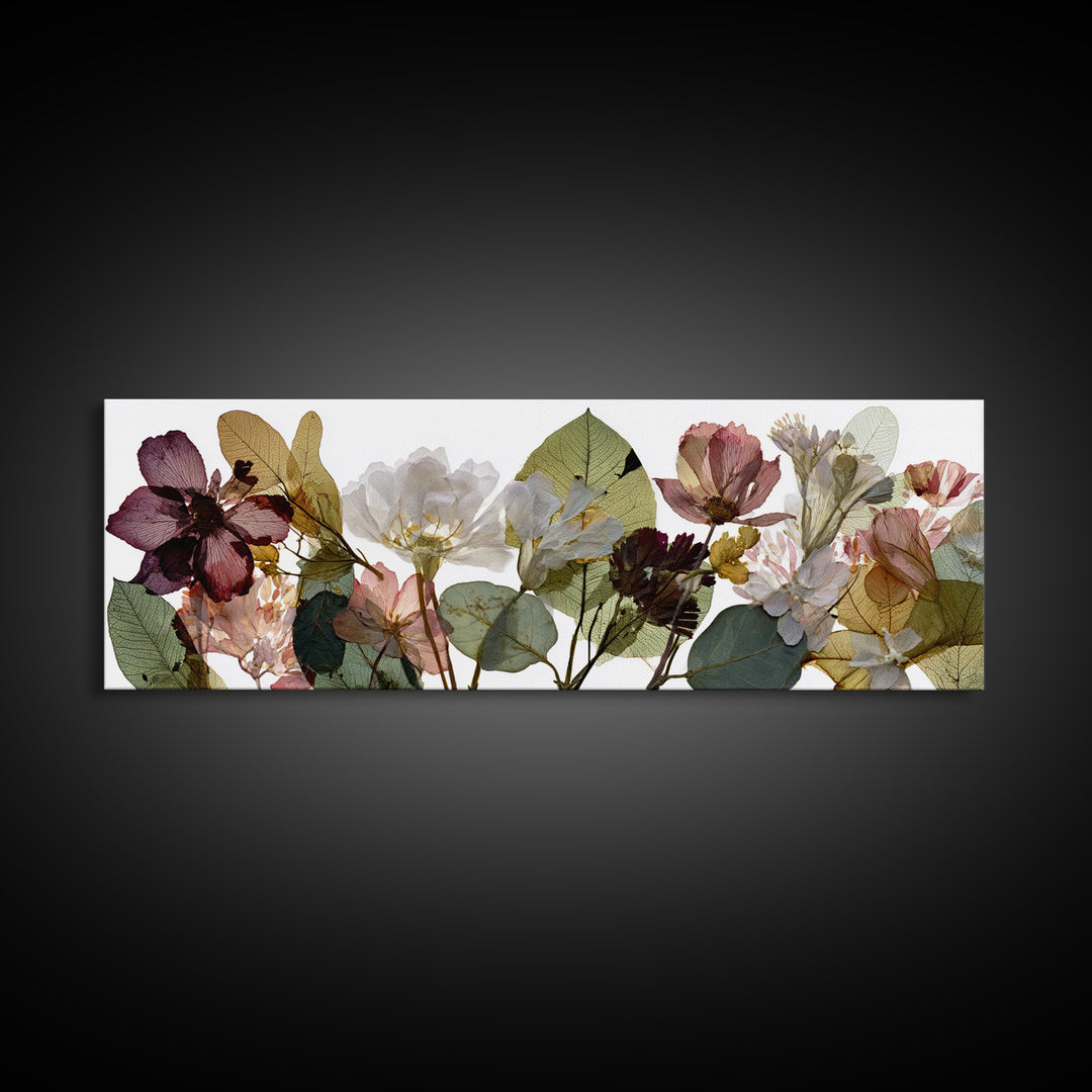 Pressed Flowers from a Wedding Bouquet Canvas Print, Wedding Art, Boho Decor, Living Room Decor, Fine Art, Romance, Art Print, WED-3x1-48