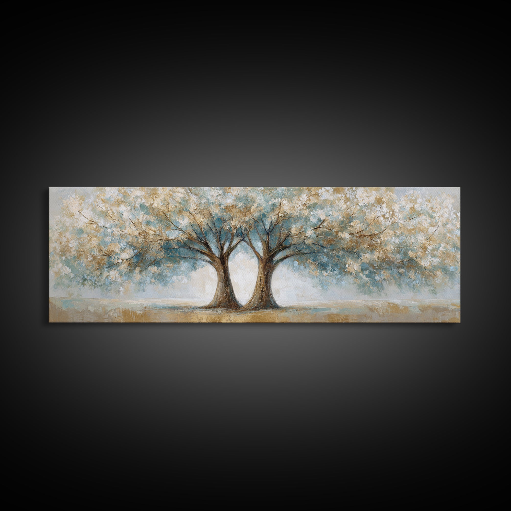 Two Intertwined Trees as Symbolic Artwork Framed Canvas Print, Wedding Art, Wedding Dress, Living Room Decor, Fine Art, Romance, WED-3x1-87