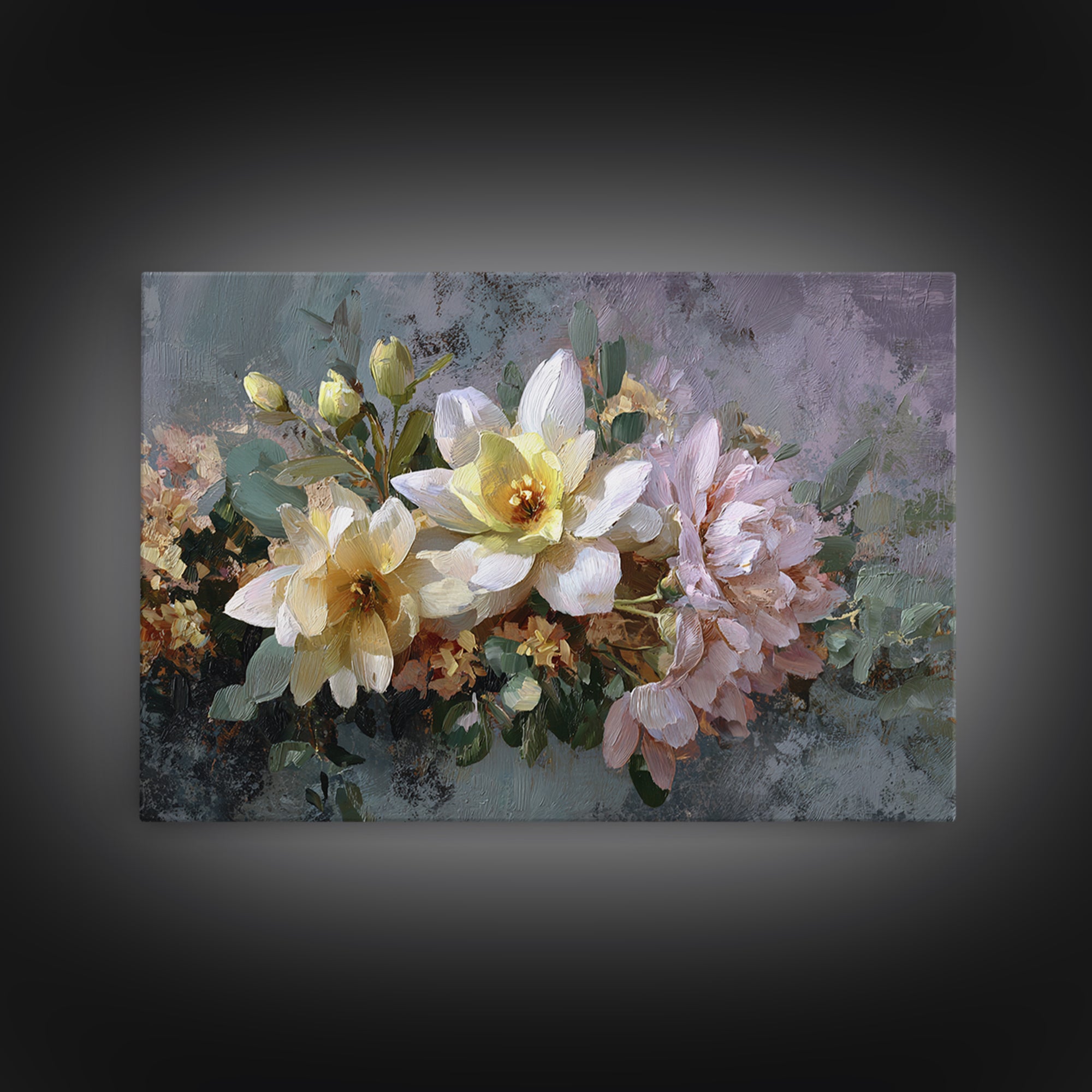 Classic Church Bells and Flowers Without Interior Framed Canvas Print, Wedding Art, Framed Art, Living Room Decor, Romance, WED-3x2-46