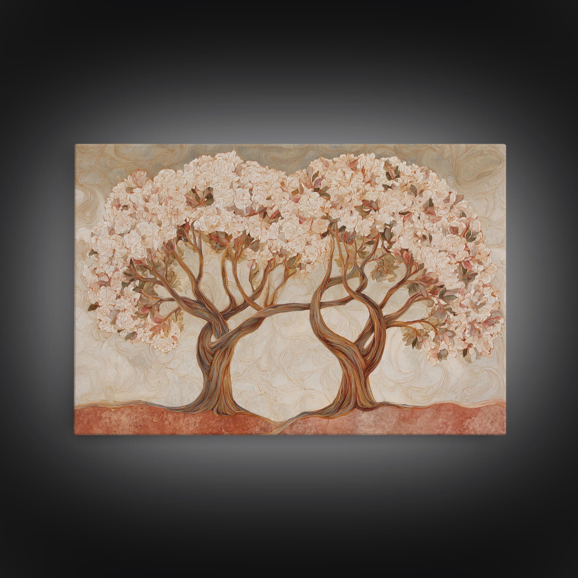 Two Intertwined Trees as Symbolic Artwork Canvas Print, Wedding Art, Wedding Guestbook, Living Room Decor, Fine Art, Romance, WED-3x2-51