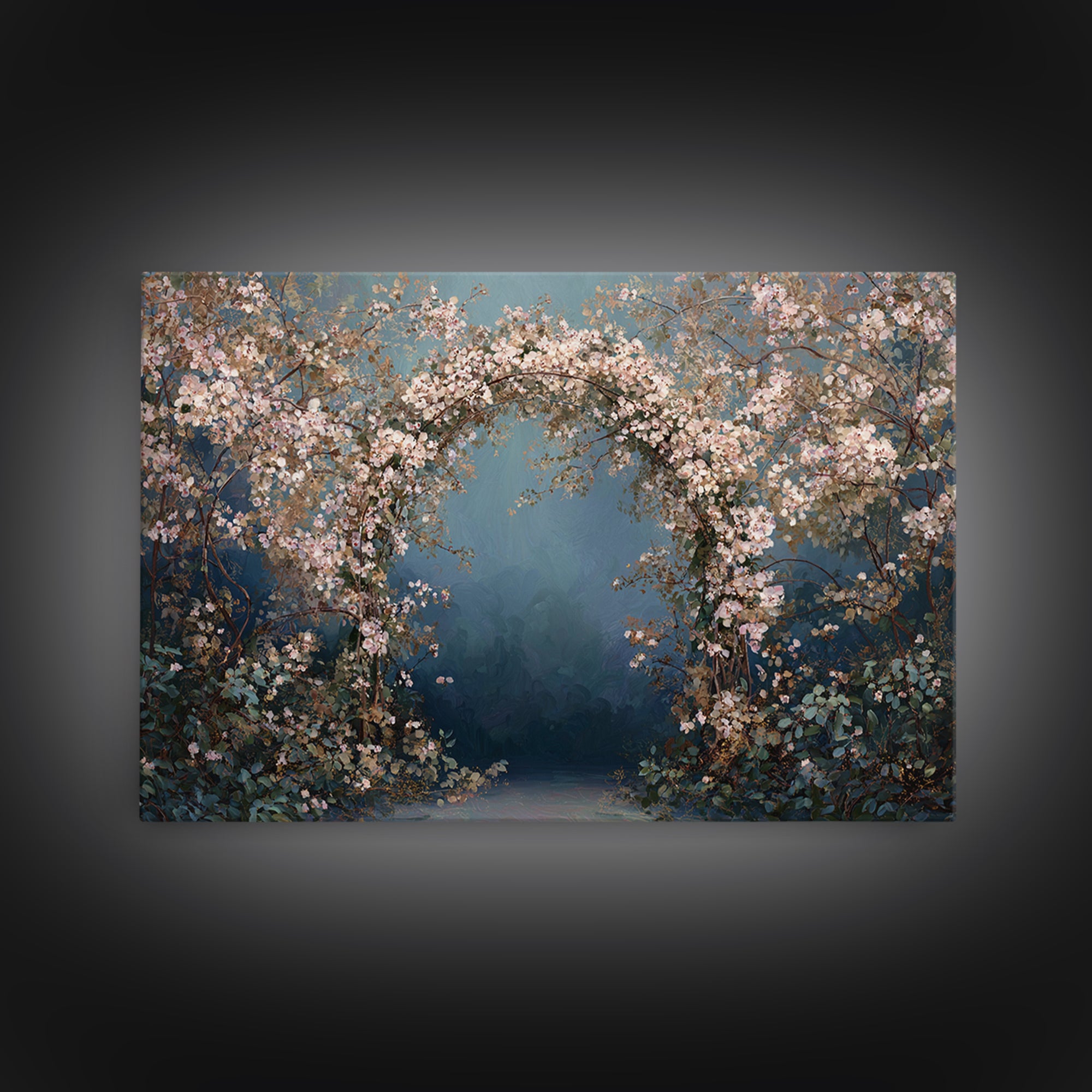 Romantic Garden Arch Covered Canvas Print, Wedding Art, Wedding Sign, Living Room Decor, Watercolor Art, Romance, WED-3x2-62