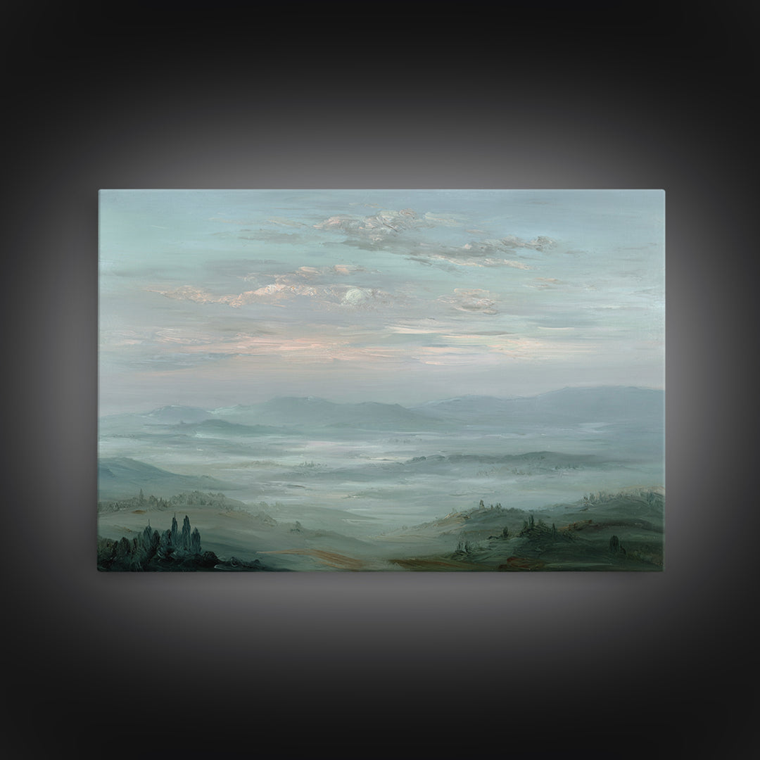 Blush Cloudscape with Dreamy Atmosphere Framed Canvas Print, Wedding Art, Modern Decor, Living Room Decor, Oil Painting, WED-3x2-91
