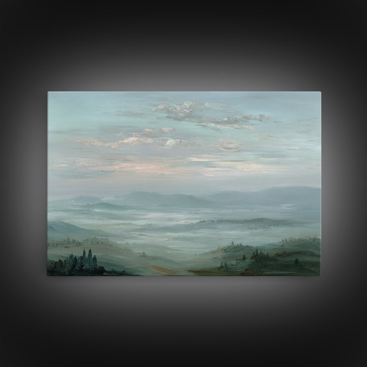Blush Cloudscape with Dreamy Atmosphere Framed Canvas Print, Wedding Art, Modern Decor, Living Room Decor, Oil Painting, WED-3x2-91