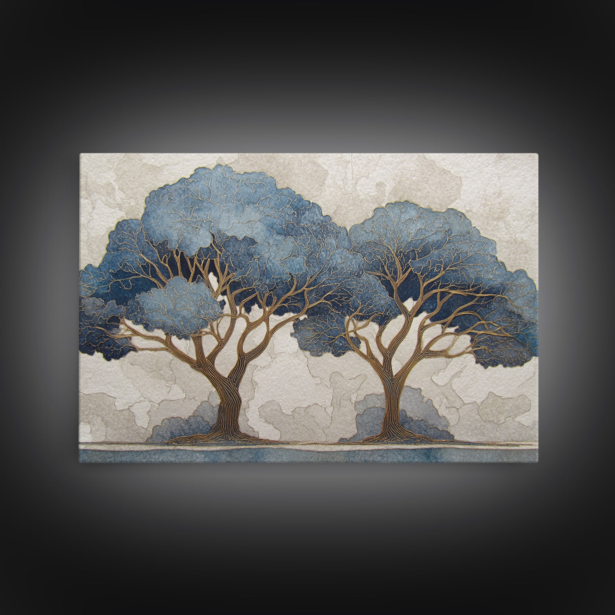 Two Intertwined Trees as Symbolic Artwork Framed Canvas Print, Wedding Art, Home Decor, Living Room Decor, Fine Art, Romance, WED-3x2-99