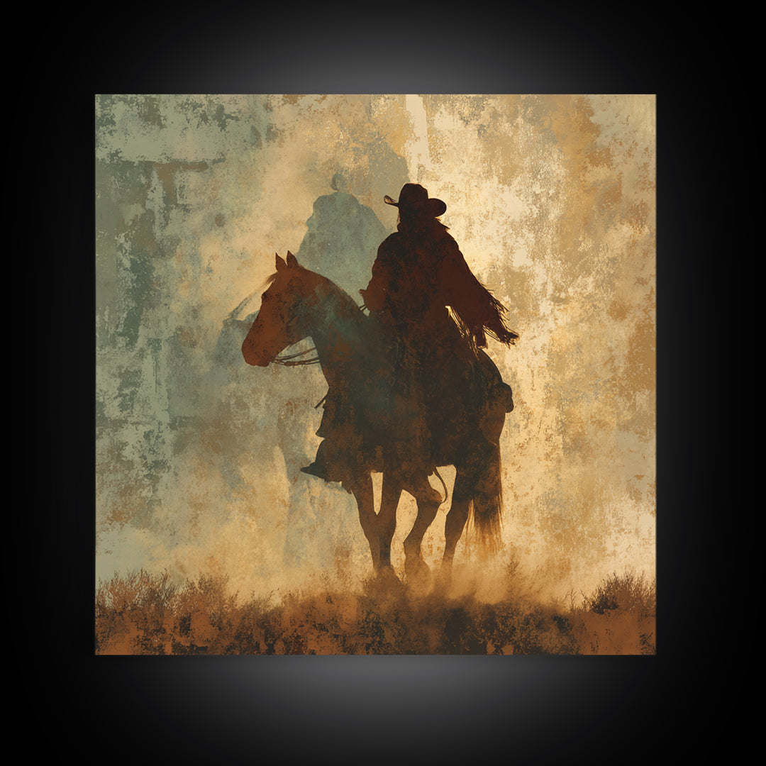 Buffalo Silhouette Beneath Enormous Sky Framed Canvas Print, Western Art, Original Art, Southwestern Decor, Fine Art, Frontier, WES-1x1-8