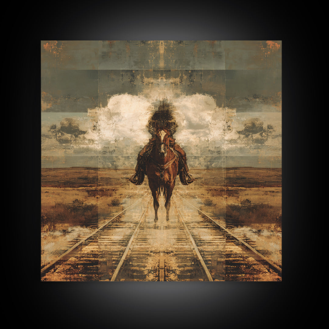 Train Crossing Western Plains Canvas Print, Western Art, Fine Art Print, Southwestern Decor, Fine Art, Frontier, Wall Decor, WES-1x1-95