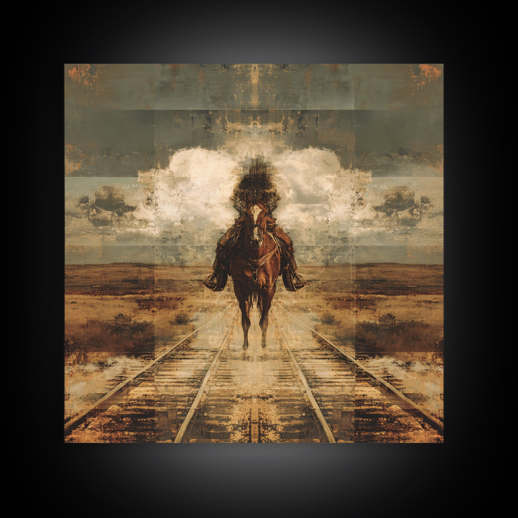Train Crossing Western Plains Canvas Print, Western Art, Fine Art Print, Southwestern Decor, Fine Art, Frontier, Wall Decor, WES-1x1-95