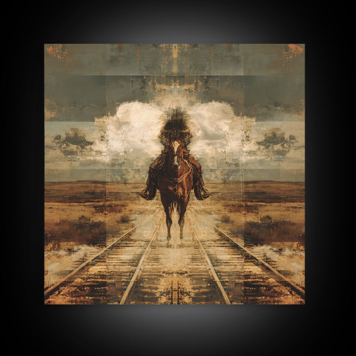 Train Crossing Western Plains Canvas Print, Western Art, Fine Art Print, Southwestern Decor, Fine Art, Frontier, Wall Decor, WES-1x1-95