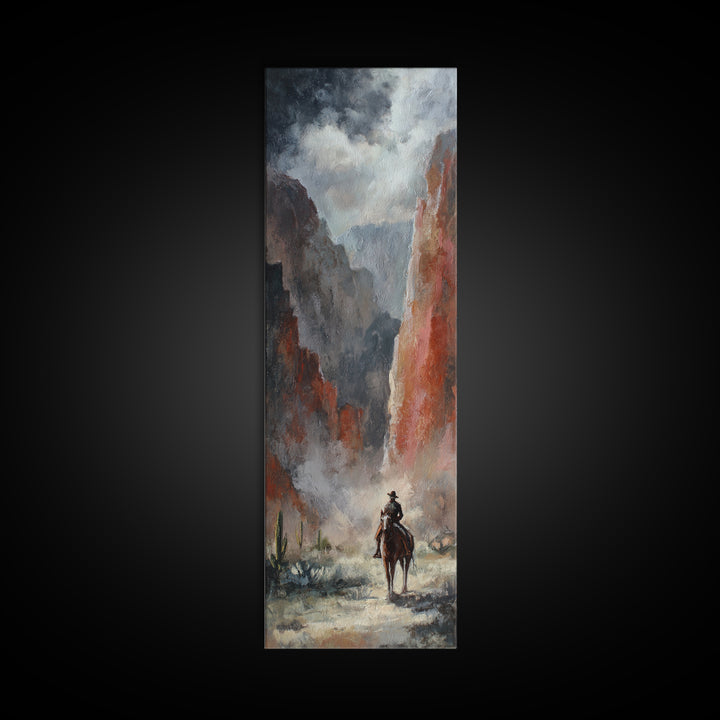 Cactus and Red Rock Canyon Landscape Canvas Print, Western Art, Art, Southwestern Decor, Fine Art, Frontier, Western Wall Art, WES-1x3-17