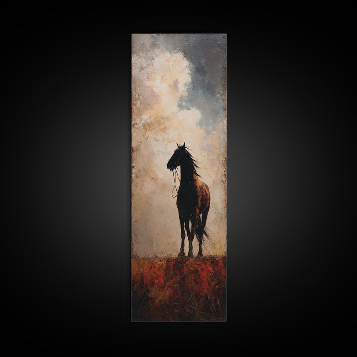 Buffalo Silhouette Beneath Enormous Sky Framed Canvas Print, Western Art, Western Prints, Southwestern Decor, Frontier, WES-1x3-92