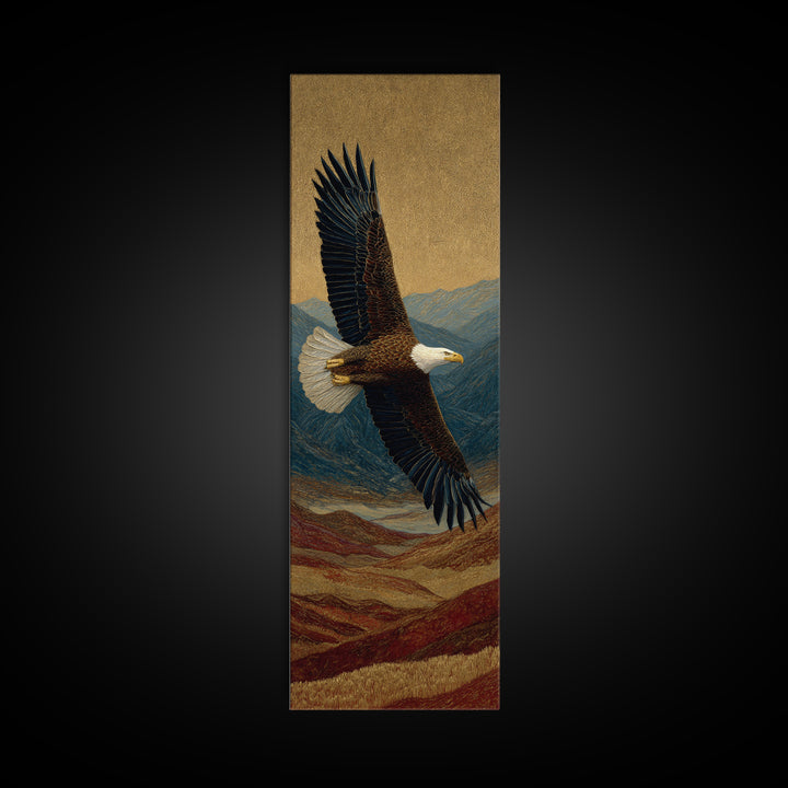 Eagle Flying Above Mountain Ridge Canvas Print, Western Art, Boho Decor, Southwestern Decor, Fine Art, Frontier, Art Print, WES-1x3-97