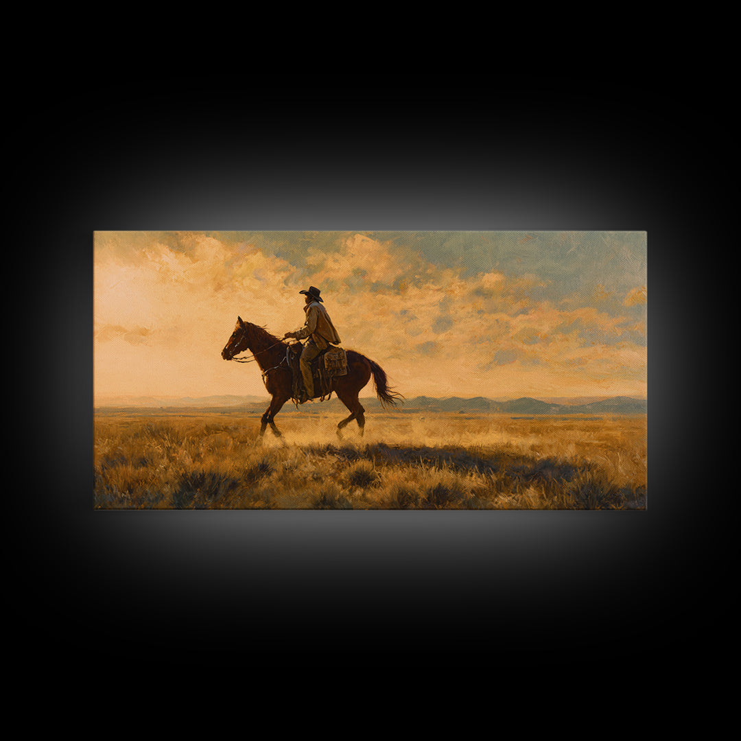 Train Crossing Western Plains Framed Canvas Print, Western Art, Original Art, Southwestern Decor, Fine Art, Frontier, WES-2x1-43