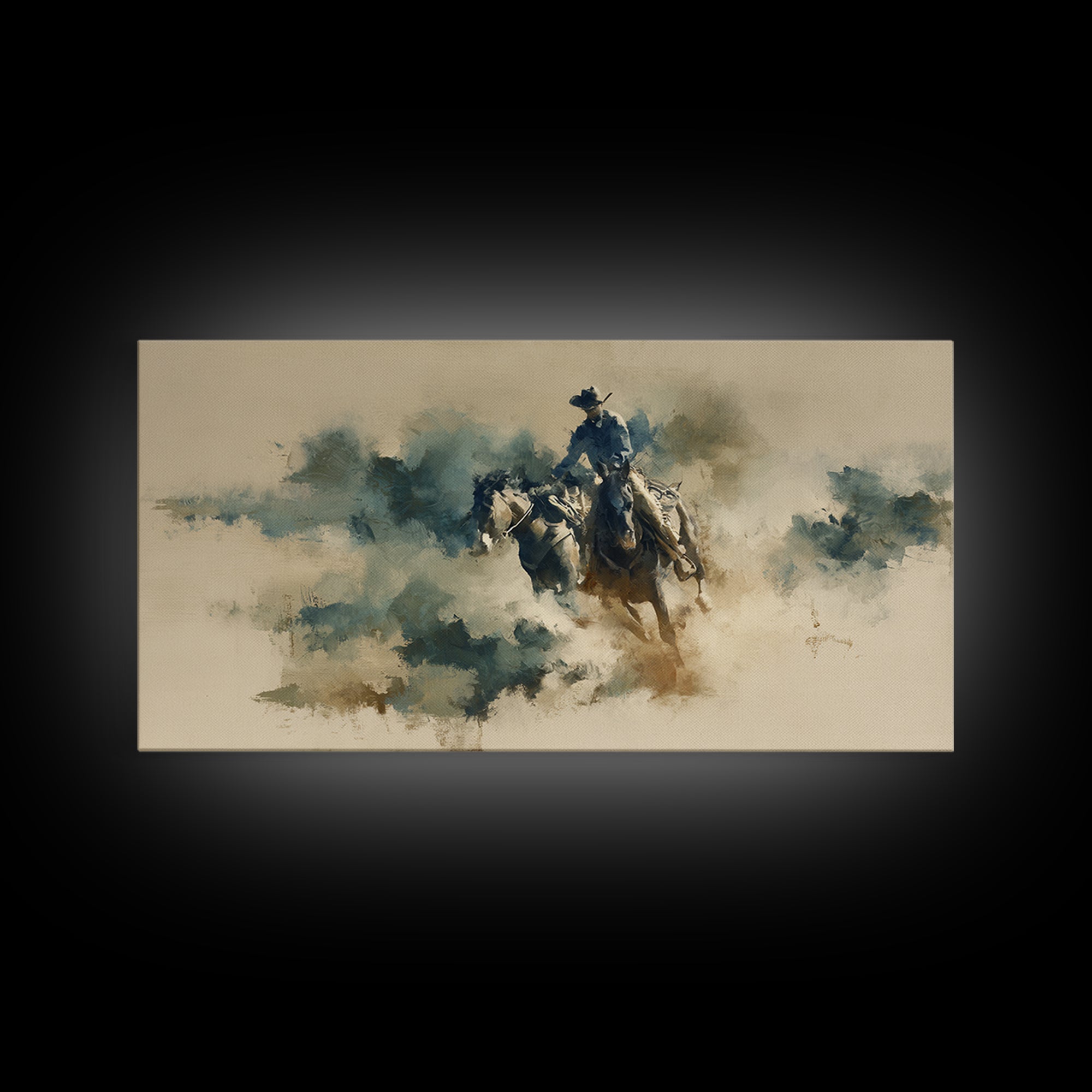 Rodeo Rider Mid Motion Canvas Print, Western Art, Western Wall Art, Southwestern Decor, Oil Painting, Frontier, Western Print, WES-2x1-77