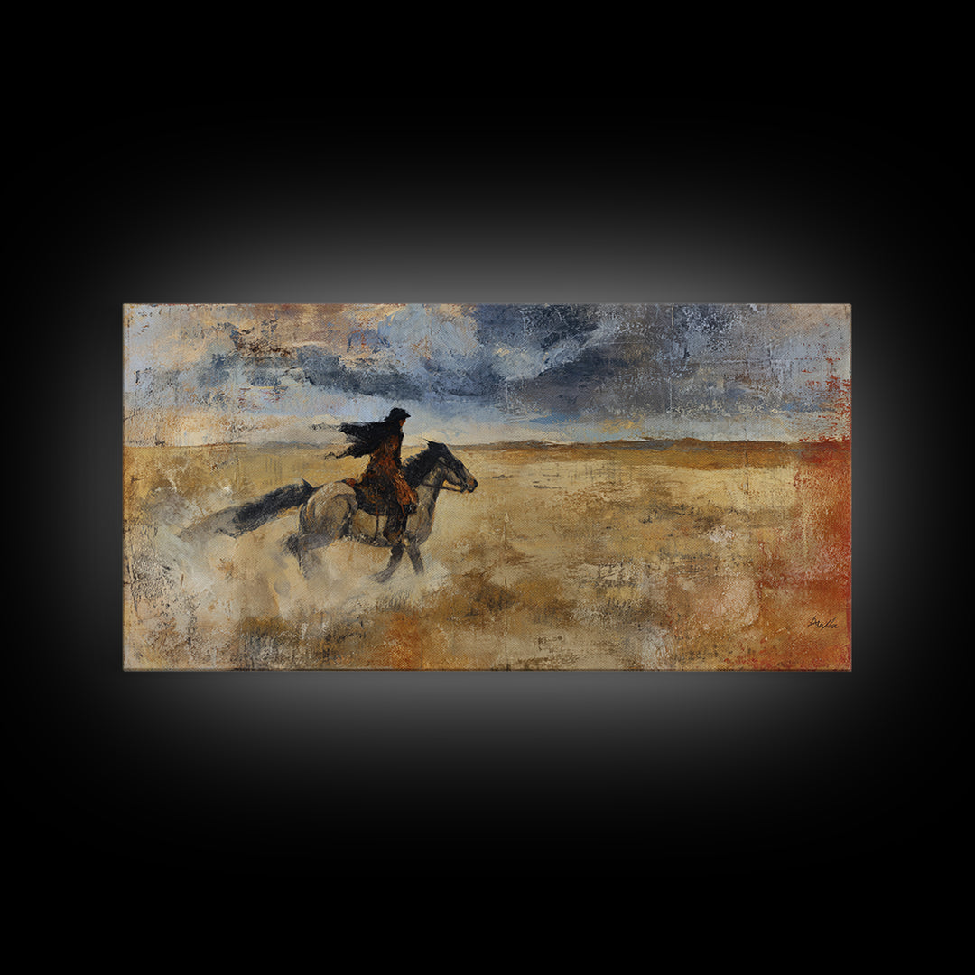 Train Crossing Western Plains Framed Canvas Print, Western Art, Farmhouse Decor, Southwestern Decor, Fine Art, Frontier, WES-2x1-91