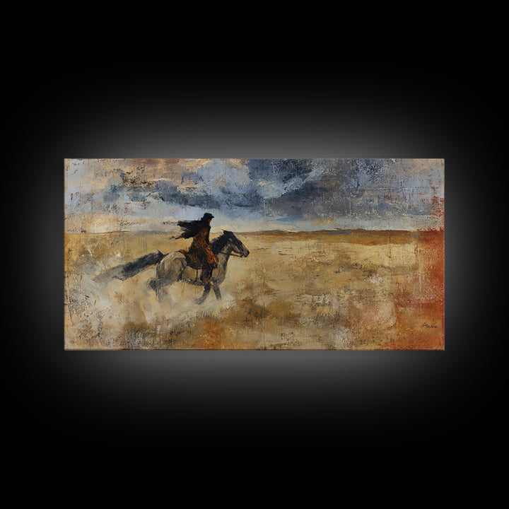 Train Crossing Western Plains Framed Canvas Print, Western Art, Farmhouse Decor, Southwestern Decor, Fine Art, Frontier, WES-2x1-91