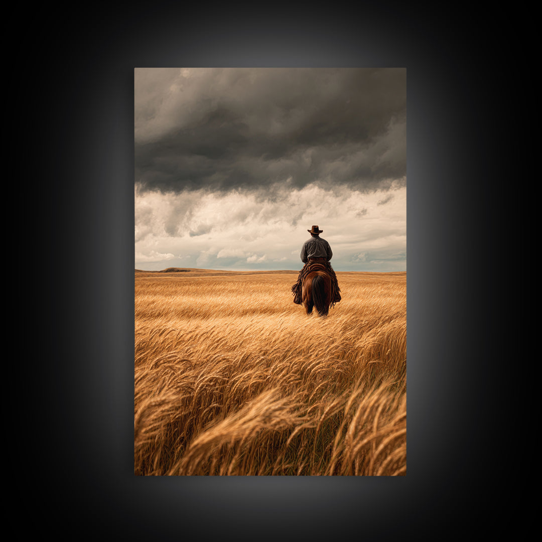 Golden Wheat Field Canvas Print, Western Art, Statement Artwork, Southwestern Decor, Fine Art, Frontier, Painting, Art Print, WES-2x3-32