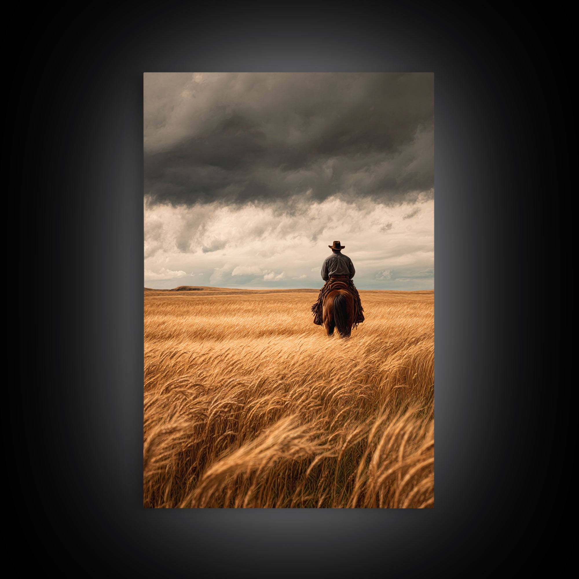 Golden Wheat Field Canvas Print, Western Art, Statement Artwork, Southwestern Decor, Fine Art, Frontier, Painting, Art Print, WES-2x3-32