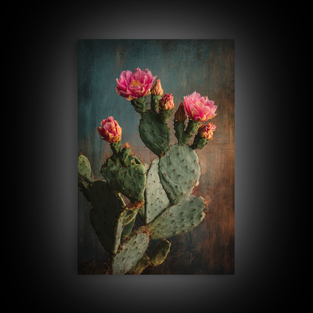 Prickly Pear Cactus Canvas Print, Western Art, Oil Painting, Southwestern Decor, Frontier, Digital Download Art, Landscape, WES-2x3-72