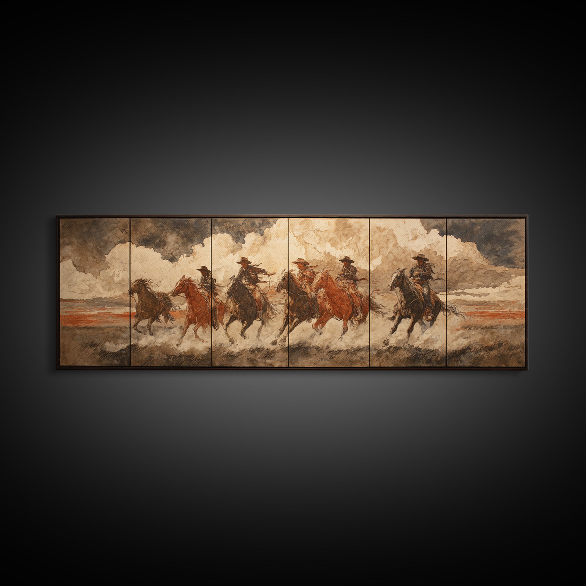 Sun Bleached Ranch Gate Framed Canvas Print, Western Art, Western Wall Art, Southwestern Decor, Watercolor Art, Frontier, WES-3x1-79