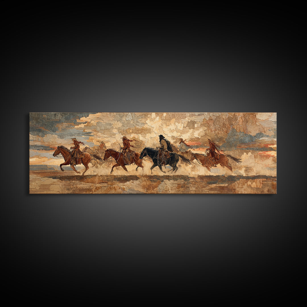 Southwestern Blanket Pattern Framed Canvas Print, Western Art, Trendy Wall Art, Southwestern Decor, Fine Art, Frontier, WES-3x1-9