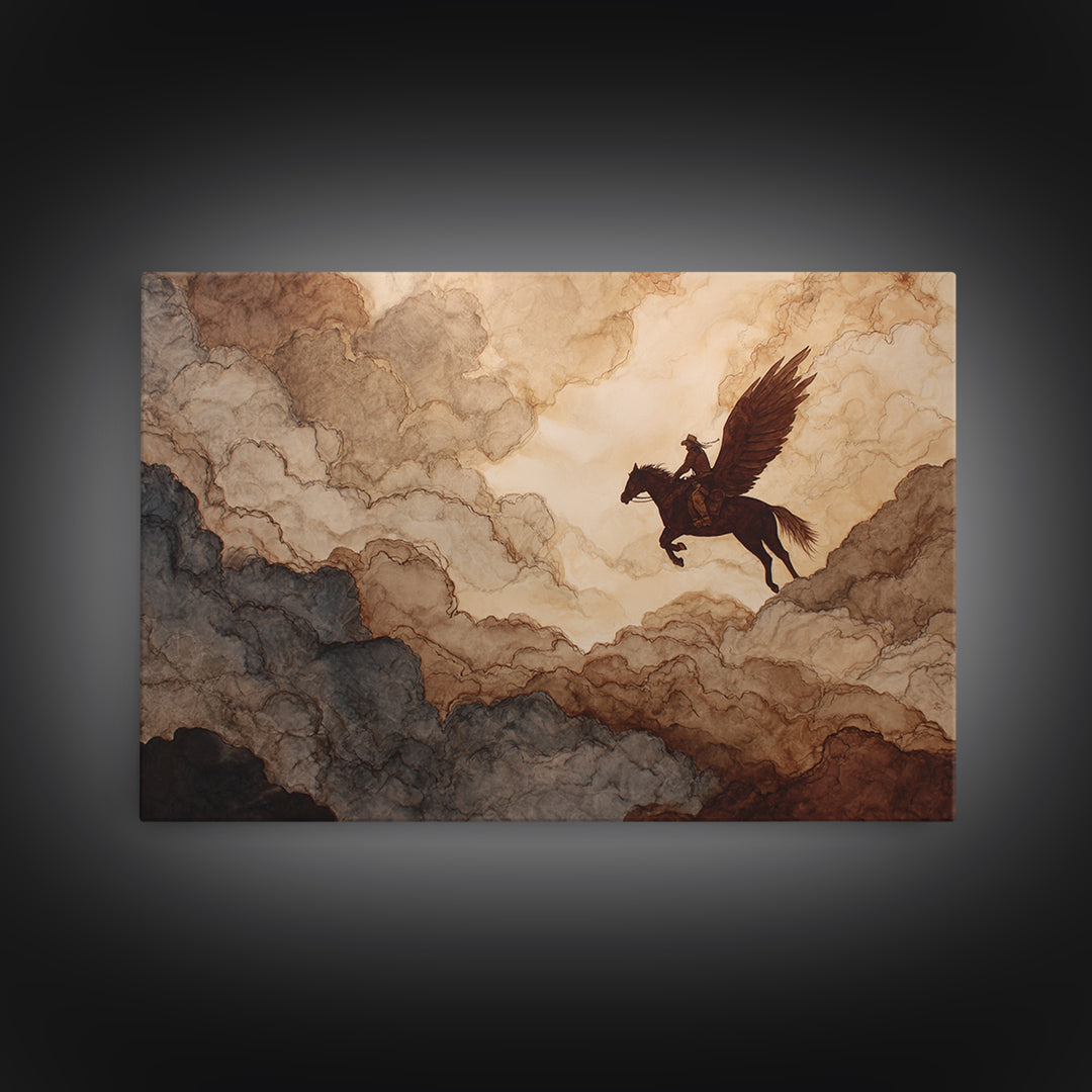 Eagle Flying Above Mountain Ridge Canvas Print, Western Art, Horse Wall Art, Southwestern Decor, Frontier, Luxury Decor, WES-3x2-17